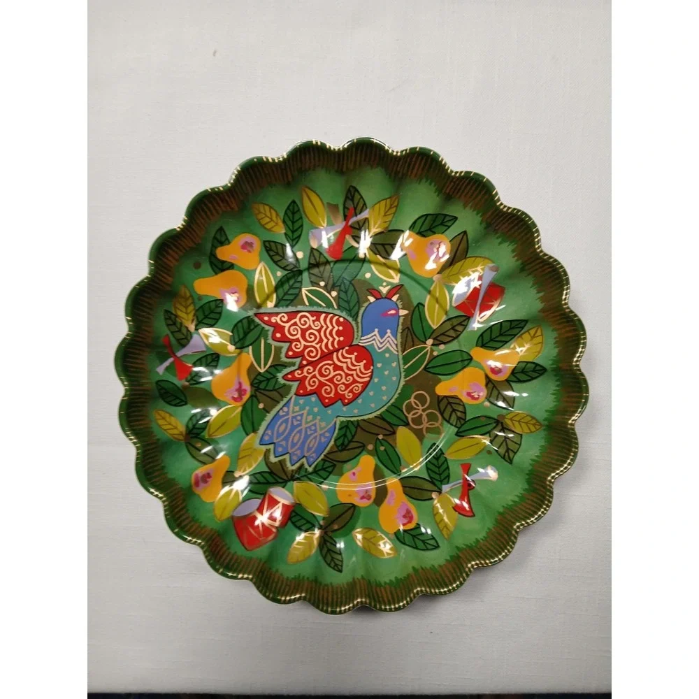 Vintage Christmas 1960's Plastic Cookie Tray Twelve Days Partridge In Pear Tree